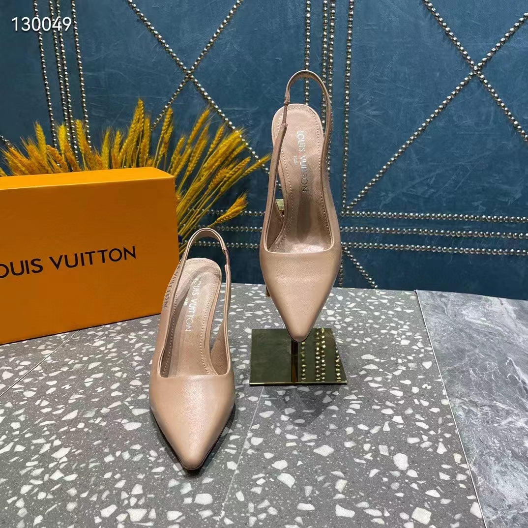Louis Vuitton LV Women Sparkle Slingback Pump Nude Pink Calf Leather Elasticized 9.5 Cm Heel (4)