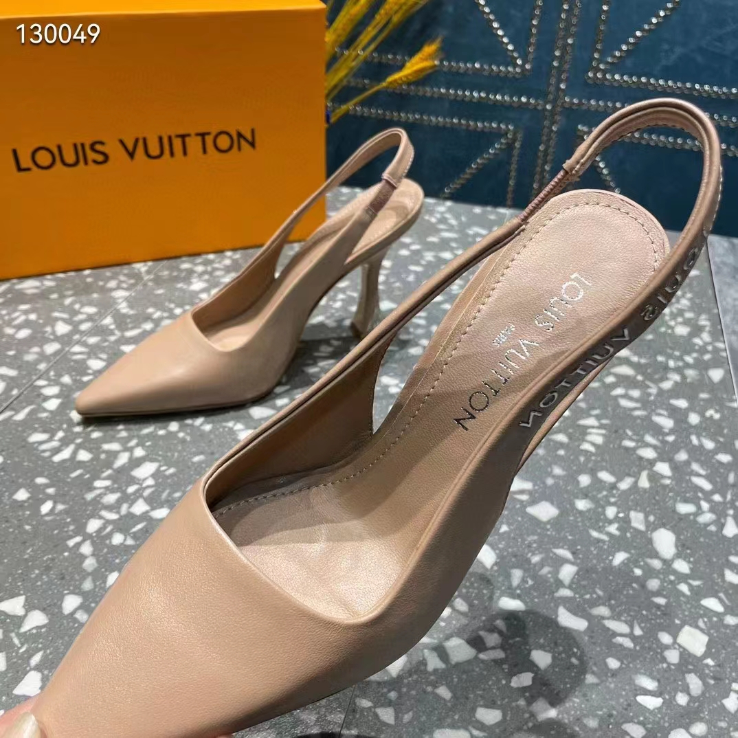 Louis Vuitton LV Women Sparkle Slingback Pump Nude Pink Calf Leather Elasticized 9.5 Cm Heel (5)