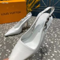 Louis Vuitton LV Women Sparkle Slingback Pump Silver Metallic Calf Leather 9.5 Cm Heel (7)