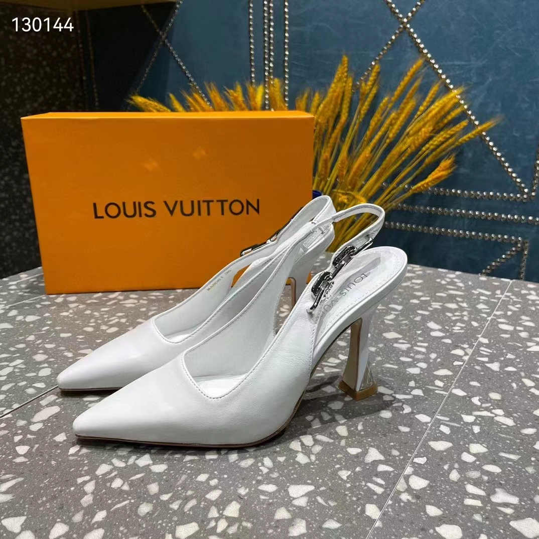 Louis Vuitton LV Women Sparkle Slingback Pump Silver Metallic Calf Leather 9.5 Cm Heel (2)