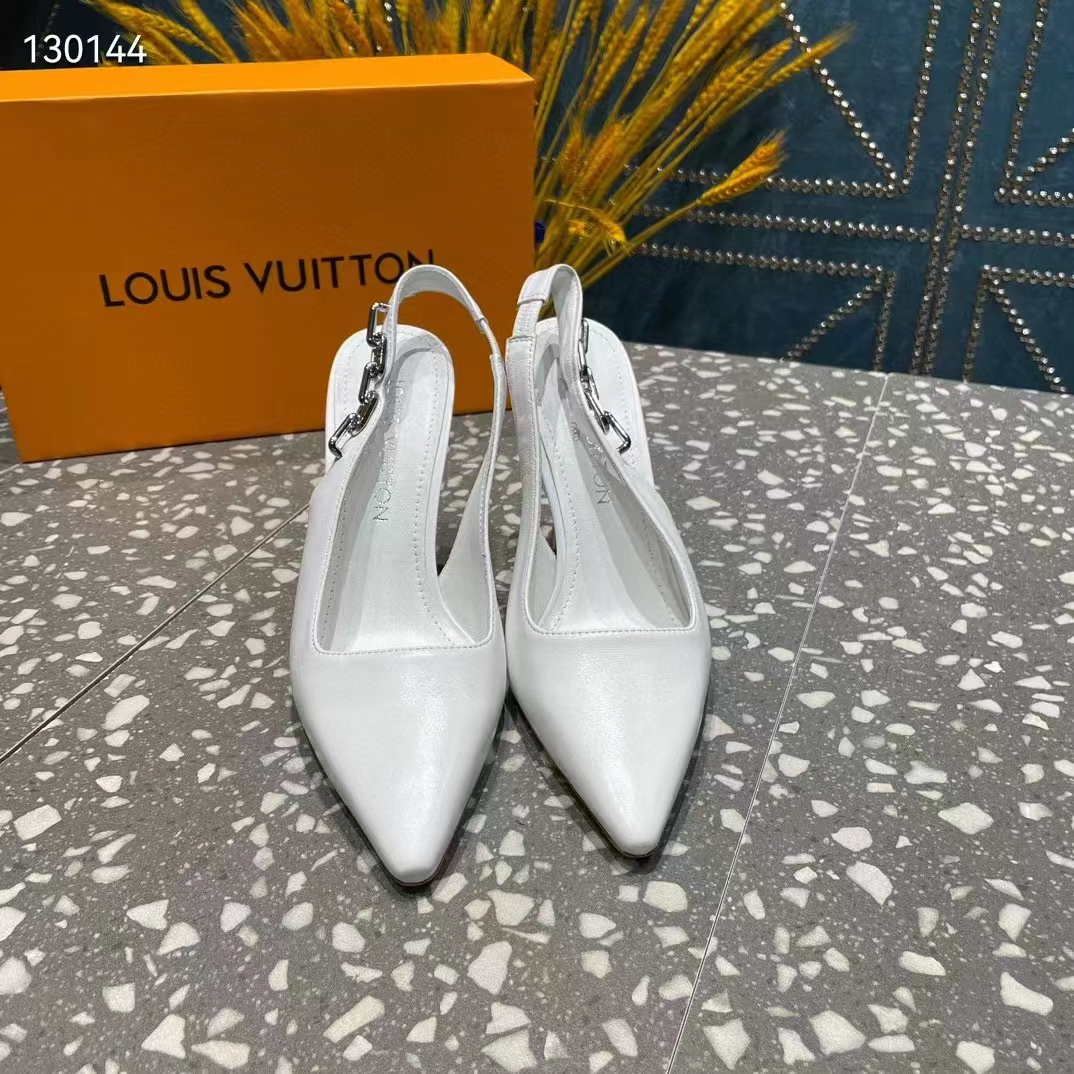 Louis Vuitton LV Women Sparkle Slingback Pump Silver Metallic Calf Leather 9.5 Cm Heel (3)
