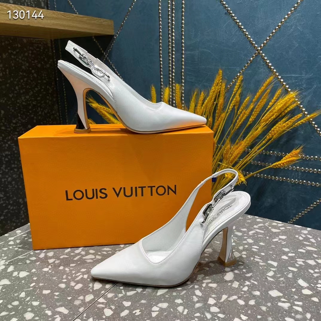 Louis Vuitton LV Women Sparkle Slingback Pump Silver Metallic Calf Leather 9.5 Cm Heel (5)