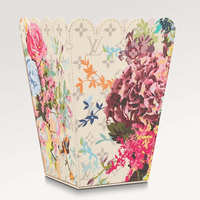 Louis Vuitton Unisex LV Flower Popcorn Basket Flower Canvas Leather Beige Microfiber