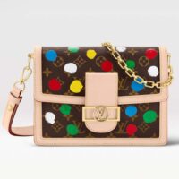 Louis Vuitton Unisex LVxYK Dauphine MM Monogram Coated Canvas 3D Painted Dots Print (1)