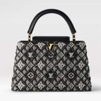 Louis Vuitton Women LV Since 1854 Capucines MM Gray Embroidered Calfskin Cowhide