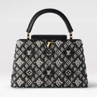 Louis Vuitton Women LV Since 1854 Capucines MM Gray Embroidered Calfskin Cowhide (9)