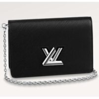 Louis Vuitton Women LV Twist Belt Chain Pouch Black Silver Epi Grained Cowhide Leather (4)