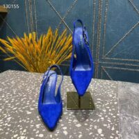 Louis Vuitton Women Sparkle Slingback Pump Blue Suede Baby Goat Leather 9.5 Cm Heel (10)