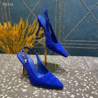 Louis Vuitton Women Sparkle Slingback Pump Blue Suede Baby Goat Leather 9.5 Cm Heel (10)