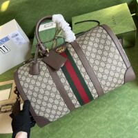 Gucci Unisex Savoy Large Duffle Bag Beige Ebony GG Supreme Canvas Double G (1)