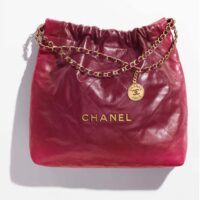 Chanel Women CC 22 Handbag Shaded Calfskin Gold-Tone Metal Pink Burgundy (1)