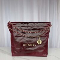 Chanel Women CC 22 Handbag Shaded Calfskin Gold-Tone Metal Pink Burgundy (1)