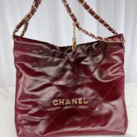 Chanel Women CC 22 Handbag Shaded Calfskin Gold-Tone Metal Pink Burgundy (1)