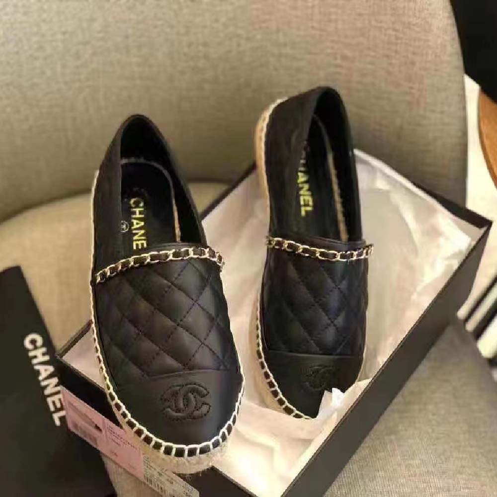 Chanel Women CC Loafer Tweed Calfskin Black Leather Gold Tone Metal (3)