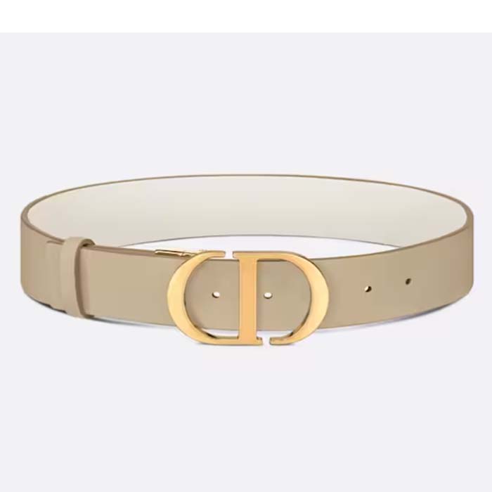 Dior CD Women 30 Montaigne Reversible Belt Latte Beige Smooth Calfskin