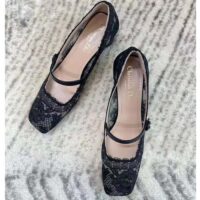 Dior CD Women D-Grace Ballet Pump Black Transparent Mesh Lambskin Roses Embroidery (6)