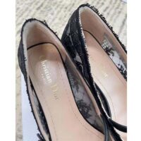 Dior CD Women D-Grace Ballet Pump Black Transparent Mesh Lambskin Roses Embroidery (6)