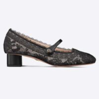 Dior CD Women D-Grace Ballet Pump Black Transparent Mesh Lambskin Roses Embroidery (6)