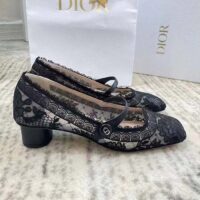 Dior CD Women D-Grace Ballet Pump Black Transparent Mesh Lambskin Roses Embroidery (6)