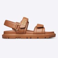 Dior Unisex Shoes DiorAct Sandal Cognac-Colored Lambskin Gold-Finish Metal DIOR Signature (4)