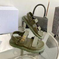 Dior Unisex Shoes DiorAct Sandal Khaki Lambskin Gold-Finish Metal DIOR Signature (9)