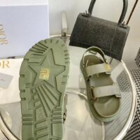 Dior Unisex Shoes DiorAct Sandal Khaki Lambskin Gold-Finish Metal DIOR Signature (9)