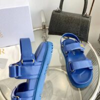 Dior Unisex Shoes DiorAct Sandal Royal Blue Lambskin Gold-Finish Metal DIOR Signature (8)