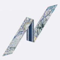 Dior Women CD Rêve D’Infini Mitzah Scarf Blue Multicolor Silk Twill (5)