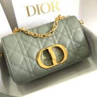 Dior Women CD Small Dior Caro Bag Gray Supple Cannage Calfskin (1)