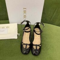 Dior Women Shoes CD Aime Dior Ballerina Pump Black Patent Calfskin (7)