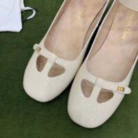 Dior Women Shoes CD Aime Dior Ballerina Pump White Patent Calfskin (1)