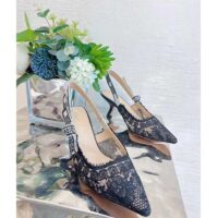 Dior Women Shoes CD J’Adior Slingback Pump Black Multicolor Cotton Jardin Botanique Embroidery (5)