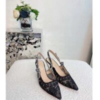 Dior Women Shoes CD J’Adior Slingback Pump Black Multicolor Cotton Jardin Botanique Embroidery (5)