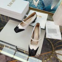 Dior Women Shoes CD Spectadior Ballet Pump Black White Perforated Calfskin (11)