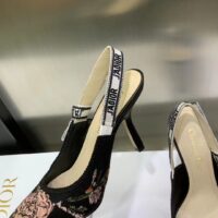 Dior Women Shoes J’Adior Slingback Pump Black Multicolor Cotton Jardin Botanique Embroidery (4)