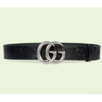 Gucci GG Unisex GG Marmont Embossed Leather Belt Double G Buckle 4 Cm Width (9)