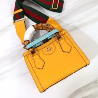 Gucci GG Women Diana Mini Tote Bag Yellow Leather Double G (6)