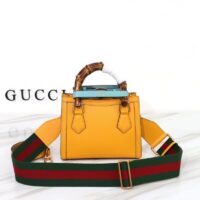 Gucci GG Women Diana Mini Tote Bag Yellow Leather Double G (6)