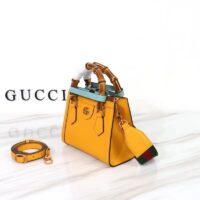 Gucci GG Women Diana Mini Tote Bag Yellow Leather Double G (6)