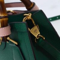 Gucci GG Women Gucci Diana Mini Tote Bag Green Leather Double G (4)