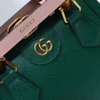 Gucci GG Women Gucci Diana Mini Tote Bag Green Leather Double G (4)