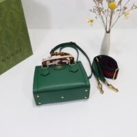 Gucci GG Women Gucci Diana Mini Tote Bag Green Leather Double G (4)