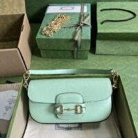 Gucci Women Dionysus Small Shoulder Bag Light Green Leather GG Supreme Canvas (2)