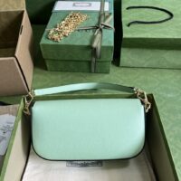 Gucci Women Dionysus Small Shoulder Bag Light Green Leather GG Supreme Canvas (2)