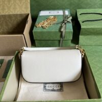 Gucci Women Dionysus Small Shoulder Bag White Leather GG Supreme Canvas (2)