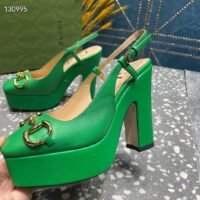 Gucci Women GG High Heel Pump Horsebit Green Leather Sole 12 Cm Heel (12)