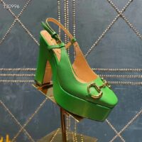 Gucci Women GG High Heel Pump Horsebit Green Leather Sole 12 Cm Heel (12)