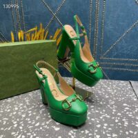 Gucci Women GG High Heel Pump Horsebit Green Leather Sole 12 Cm Heel (12)