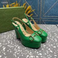 Gucci Women GG High Heel Pump Horsebit Green Leather Sole 12 Cm Heel (12)