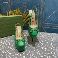 Gucci Women GG High Heel Pump Horsebit Green Leather Sole 12 Cm Heel (12)